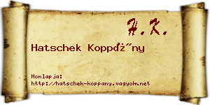 Hatschek Koppány névjegykártya